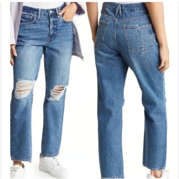 Good American Good Vintage Distressed Indigo Jeans - Picture 1 of 9